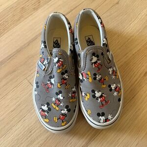 Vans x Disney Mickey Mouse Slip On Skate Sneakers Grey Canvas US‎ Kids Size 1.0